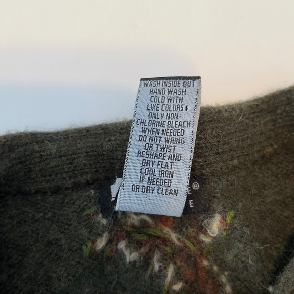 Carole Little Vintage 100% Wool Cardigan Gray/Green Embroidered Leaf Size M - Picture 6 of 9